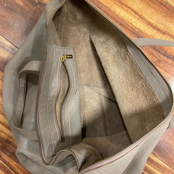 Cuyana Classic Leather Tote Bag Shoulder Carry Shopper Stone Gray - Picture 5 of 11